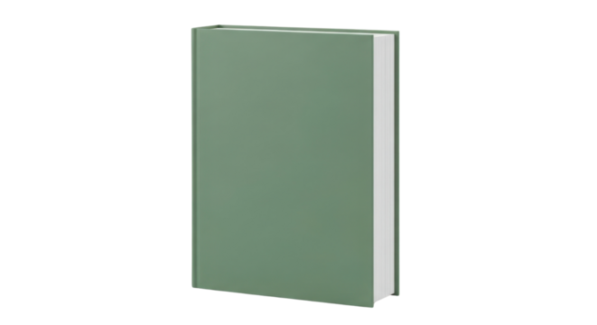 Blank vertical hardcover book mockup standing isolated on white background with copy space