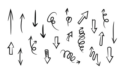 Hand drawn arrows isolated on for infographic and design