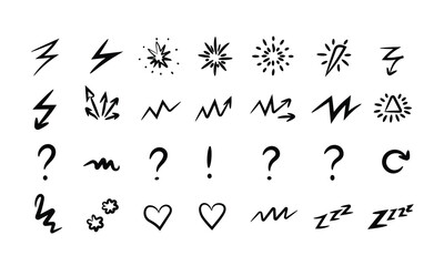 Hand drawn doodle elements isolated on for decoration needs