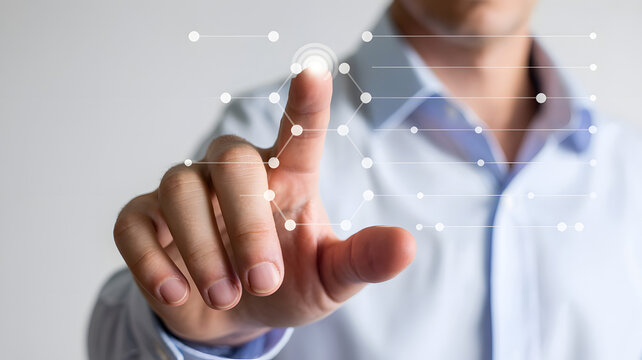 Man interacts with data screen.