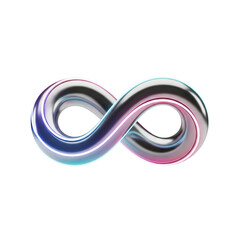Shiny infinity symbol with colorful gradient isolated on transparent background