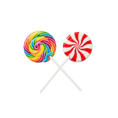 Two swirl lollipops isolated on transparent background