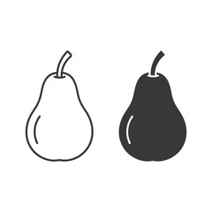 Pear icon set, outline and glyph style, isolated on