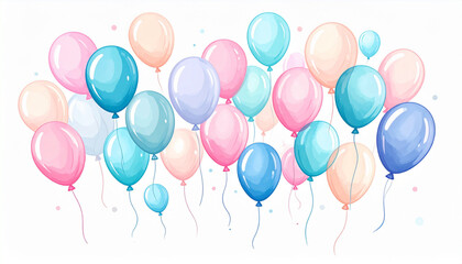 Playful Watercolor Balloon Doodles for Party Greeting Card
