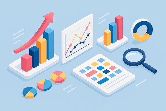 Colorful graphs and charts for financial analysis. - Powered by Adobe