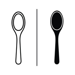 Outline and filled spoon icon set, isolated on