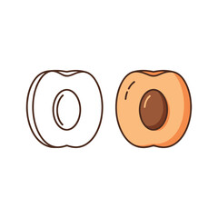 Fototapeta premium Peach in color and outline isolated on vector illustration