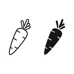 Carrot icon set, outline and filled versions, healthy vegetable food symbol