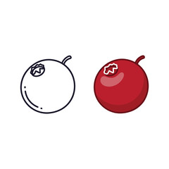 Illustration of a cranberry in color and line art isolated on