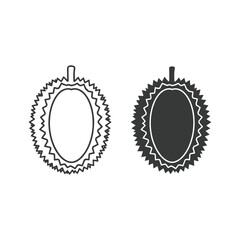 Two durians, one is a line drawing isolated on