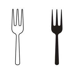 Two fork icons, one outlined and one filled, isolated on