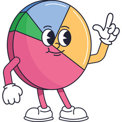 Retro Pie Chart Character With Googly Eyes And Cartoon Hands Gesturing With One Finger Raised On A Transparent Background