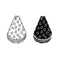 Hand drawn illustration of two watermelon slices isolated on