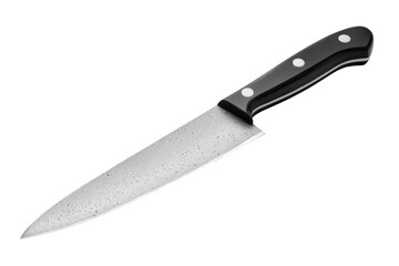 Kitchen knife with black handle on black background