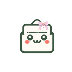 Cute Kawaii Style Shopping Bag Icon with Pink Bow