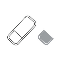 An outline of an eraser and a gray corner piece, isolated on
