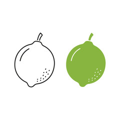 Lime with outline and color isolated on illustration