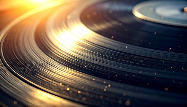 macro closeup vinyl groove dust particles analog surface spinning record texture micro scratches reflective detail motion blur vintage sound material pattern nostalgic close shot fine detail