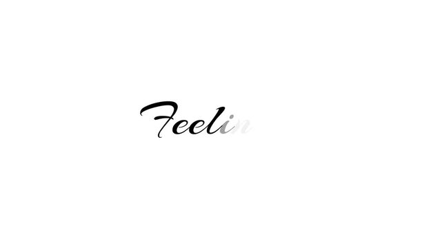 Feeling text word elegant fade in and fade out animation on white background