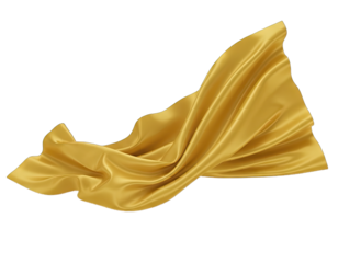 Golden Fabric Flowing Motion Abstract Background Design Elegant Shiny Silk Texture Isolated On Transparent Background