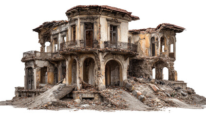 Obraz premium Crumbling, old building with arches