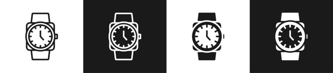Solar Powered Watch Graphic Icon Line And Glyph In White And Black Background