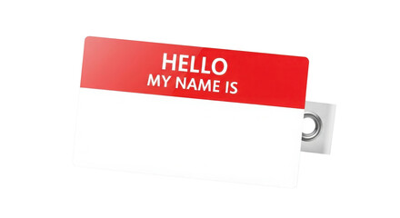 Red and White Hello My Name Is Blank Name Tag Badge Graphic
