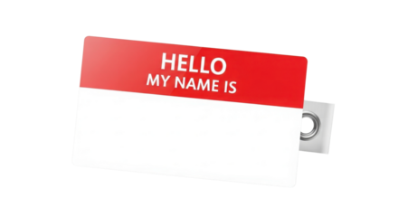 Hello my name is tag on white background