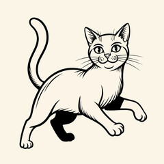 Elegant Cat Illustration in Black and White.
