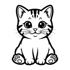 Fototapeta premium Adorable Kitten Line Art for Coloring Book Pages.