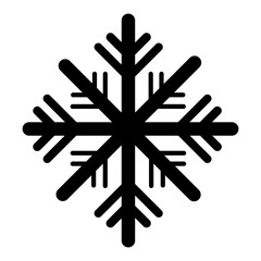 Fototapeta premium Black Snowflake Icon. Minimalist vector symbol representing winter, cold weather, and Christmas. Perfect graphic element for weather apps, seasonal decoration, winter sports design, holiday cards.