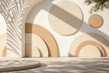 Minimal Geometric Arch Shapes Modern Abstract Background