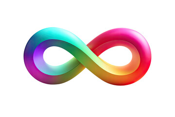 Rainbow-gradient infinity symbol, looped form on black