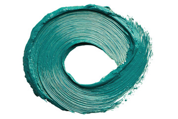 Teal swirl of textured paint with a center void
