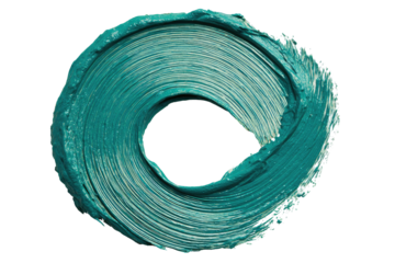 Teal swirl of textured paint with a center void