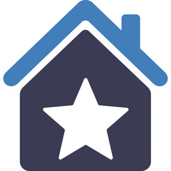 House Icon With Star Inside Blue and Dark Blue Colors Featuring Simple Geometric Shapes and Clean Lines Minimalist Design