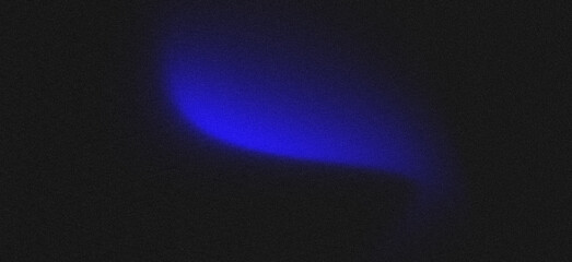 Abstract background with a soft glowing blue light wave on a dark, grainy texture. abstract monochrome noise texture banner.