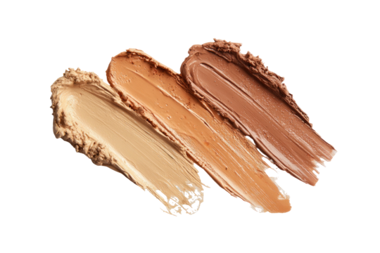 Three smears of makeup on a dark background