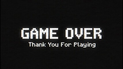 Retro Game Over Screen Thank You For Playing Vintage Arcade. - Powered by Adobe