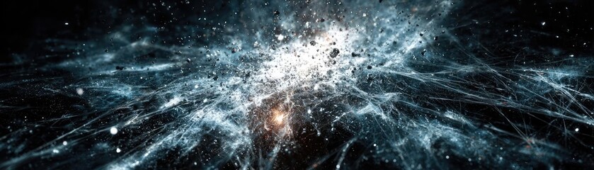 Obraz premium Hyper realistic photo showing white dust scratches concept. Abstract cosmic scene depicting energetic particles in space.