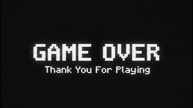 Retro Game Over Screen Thank You For Playing Vintage Arcade.