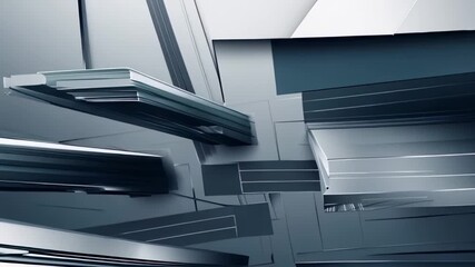 Abstract Metallic Structures: Dynamic Geometric Forms in Motion, Modern Design