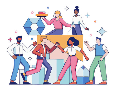 Diverse Business and Marketing Team Vector Illustration Collection