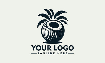 Tropical Coconut Palm Tree Vector Logo Illustration for Island Beverage Brand Identity © nuaari
