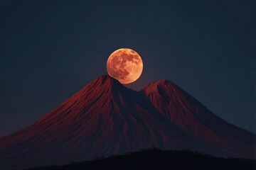 Full moon behind mountain 