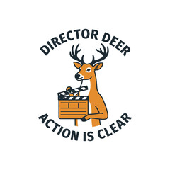 Director deer vector illustration with a clapperboard Cinema mascot character for movie production studio