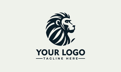 Stylized Lion Head Profile Vector Logo Illustration for Professional Branding and Business Identity