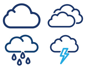 Obraz premium Collection of cloud icons, representing weather conditions and forecasts, isolated on transparent background these symbols convey the atmosphere and climate changes