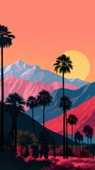 Sunset with beautiful mountain range 