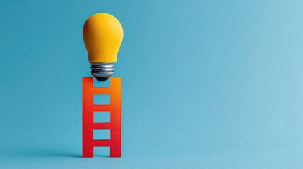 Idea represented by a lightbulb on a ladder.